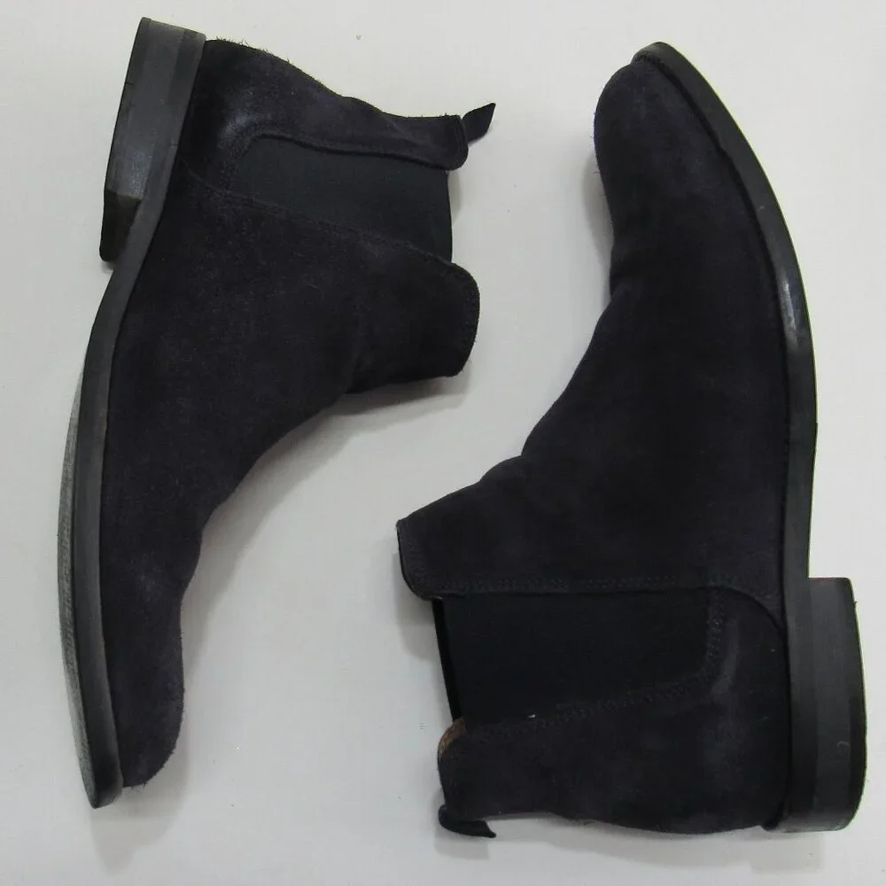 Aldo Men's Vianello Suede Chelsea Boots Size 9 - Navy Closed Square Toe Slip On